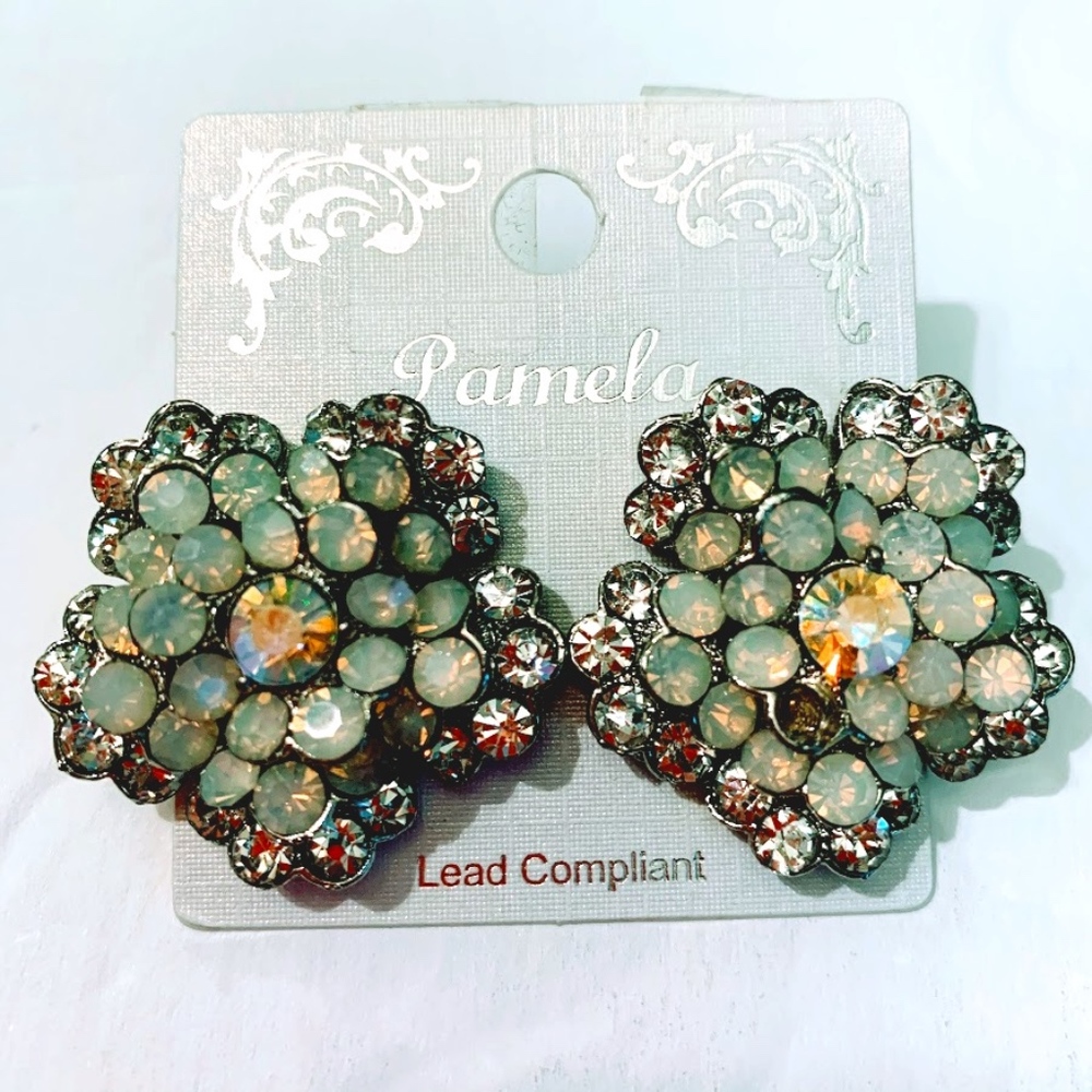 NWT Handmade Faux Gems, Crystal and Metal Earrings